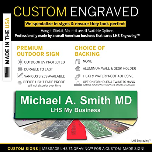 Custom Engraved Office Door Name Plate & Desk Signs, Green, 2x4 - color: B6 - Green & White Lettering, size: 2in x 4in (5.1cm x 10.1cm)