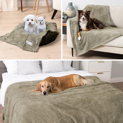 PetAmi Fluffy Sherpa Waterproof Dog Blanket for Medium Pet Cat 29x40, Taupe - color: Taupe, size: Medium (29x40)