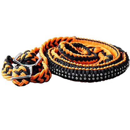 HILASON Braided Poly Barrel Reins 1" X 8Ft Flat Grip Knots - style: DLPA128