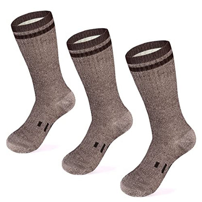 MERIWOOL Merino Wool Hiking Socks for Men and Women – 3 Pairs Midweight Cushioned – Warm n Breathable - color: Brown, size: X-Large