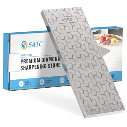 S SATC Diamond Sharpening Stone 2 Side Grit 400/1000 Diamond Plate Honing Stone 8-inch Hone Sharpener White - style: 400&1000Grit