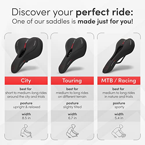 Wittkop Bike Seat I Bicycle Seat for Men and Women, Waterproof Bike Saddle with Innovative 5-Zone-Concept I Exercise Bike Seat for BMX, MTB & Road - style: City