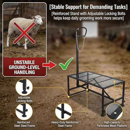 Goat Sheep Stand Goat Milker Cow Halter Farmstand Supplies Sheepskin Goat Supplies Farm Stand Outdoor Cow Accessories Livestock Show Lamb Supplies 47x23in Tabletop 500 lbs