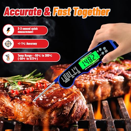 Meat Thermometer Digital, Instant Read Digital Meat Thermometer - color: Blue