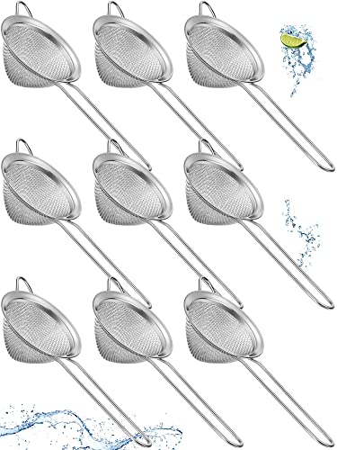 9 Pack Stainless Steel Cone Cocktail Strainer, Bar Strainer, Mesh, 3.2 in