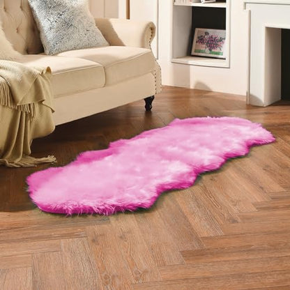 duduta Hot Pink Faux Sheepskin Runner Rugs 2x6 ft, Fluffy Fur Couch Covers - color: Hot Pink, size: 2' x 6'