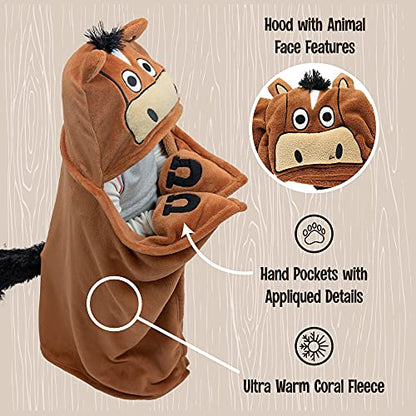 Lazy One Wearable Hooded Blanket for Kids, Animal Hooded Blanket (Horse, Brown) - color: Horse Blanket Hooded Blanket