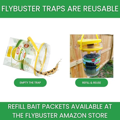 Flybuster Fly Trap | Outdoor Device for Catching Flies | 10-Liter Commercial Size (2-Pack) | Comes with Two Flytraps and 4 Bait Packets | 2,000,000 Fly Capacity | Non-Toxic | Child & Pet Safe - size: Commercial (2-Pack)