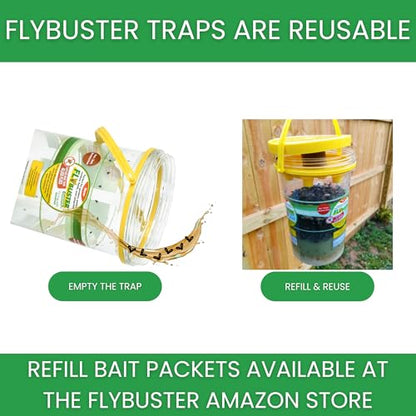 Flybuster Fly Trap | Outdoor Device for Catching Flies | 10-Liter Commercial Size (2-Pack) | Comes with Two Flytraps and 4 Bait Packets | 2,000,000 Fly Capacity | Non-Toxic | Child & Pet Safe - size: Commercial (2-Pack)