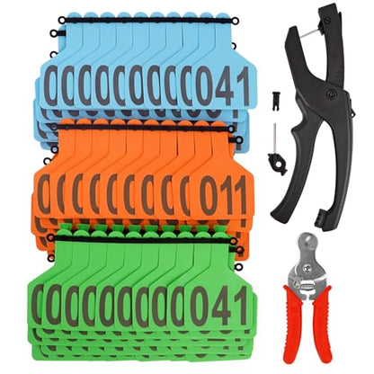 150 Pcs Cattle Ear Tags Kits 001-050 Numbered with Plier and Remover Tool