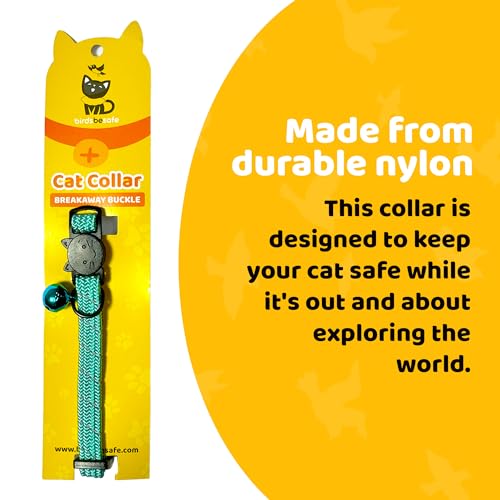 Birdsbesafe Reflective Breakaway Cat Collar with Bell, Safe Design, Green - color: Green