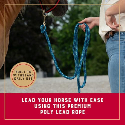Weaver Equine 10' Performance Lead Rope, Brass-Plated Snap - color: Navy/Royal Blue/Turquoise