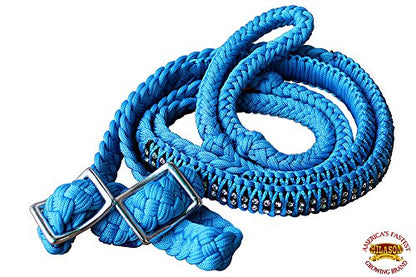 HILASON Braided Poly Barrel Reins 1" X 8Ft Flat Grip Knots - style: DLPA124