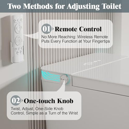 Smart Toilet with Bidet Built In Heated Seat Auto Flush Manual Seat&Lid | Warm Water Wash & Air Dry LED Display Tankless Electric One Piece Toilet for Bathroom with Siphon Dual Flush 0.8/1 GPF - color: Pearl White