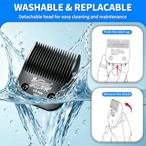 Size 3-3/4FC Detachable Pet Grooming Clipper Blade with Steel Cutter, 1/2 Inch (13 mm) Cut Length, Black, Compatible with Andis, Oster A5, Wahl KM10, 1 Pack - color: Black, size: 3-3/4FC 13mm