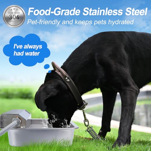 1Gal/3.8L Automatic Water Dispenser for Dogs, Patented Automatic Dog Water Bowl Dispenser, Stainless Steel Water Bowl for Livestock Chicken, Outdoor Dog Water Feeder Fit 3/4'' GHT Faucet