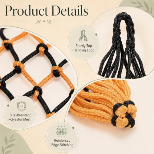 3 Pcs Hay Nets for Horses, 31.5 in Slow Feed Hay Bags with Small Mesh Holes, Heavy-Duty Goats & Livestock Feeding Solution for Stable, Trailer, and Fence Mounting (3 Colors)