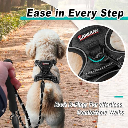 BARKBAY Dog Harness for Small Sized Dog No Pull 2 Leash Clips Dog Vest - color: Black, size: X-Small