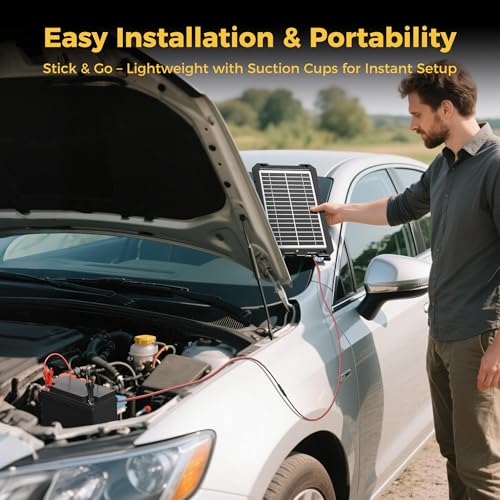 SUNAPEX 10W 12V Solar Car Battery Trickle Charger & Maintainer - size: 10W