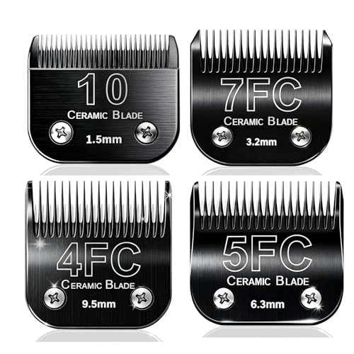 Dog Grooming Replacement Blade Compatible with Andis/Oster/Wahl Dog Clipper - size: 10+4FC+5FC+7FC