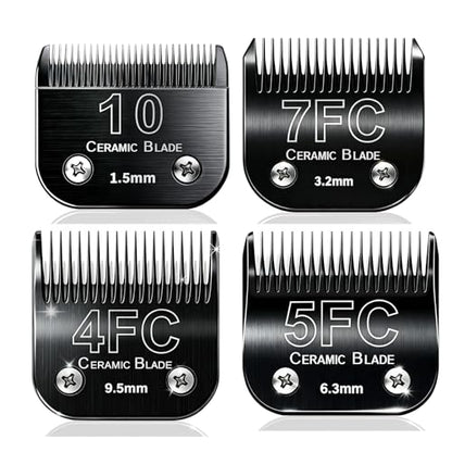 Dog Grooming Replacement Blade Compatible with Andis/Oster/Wahl Dog Clipper - size: 10+4FC+5FC+7FC