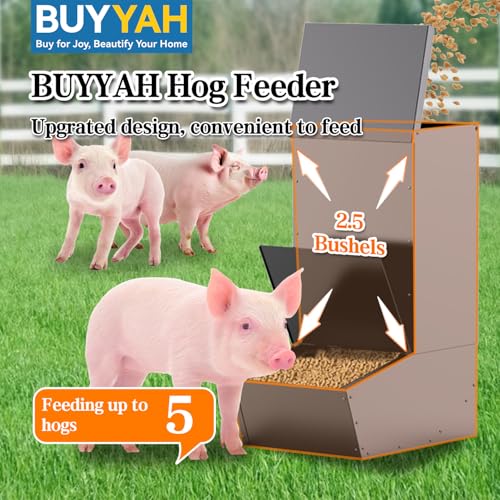 Hog Feeder Black, 2.5 Bushels Capacity - color: Black, size: Single Door