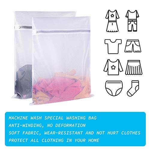 SUERIV Laundry Mesh Bag-Heavy Duty Fine Mesh Wash Bag for Washing Machine-Supper Zipper Net Laundry Bag for Travel,Lingerie,Sweater,Garment,Undergarment （1M+2L）