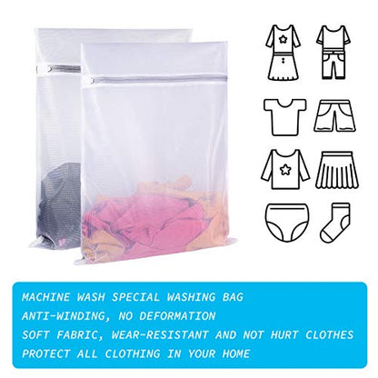 SUERIV Laundry Mesh Bag-Heavy Duty Fine Mesh Wash Bag for Washing Machine-Supper Zipper Net Laundry Bag for Travel,Lingerie,Sweater,Garment,Undergarment （1M+2L）