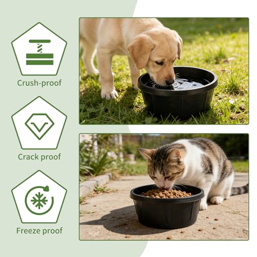 4Pcs Rubber Feeder Pan,2 Quart Feed Bucket - color: Black-2Quart, size: 4PCS