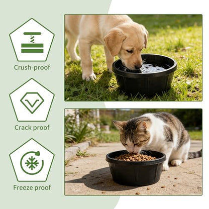 4Pcs Rubber Feeder Pan,2 Quart Feed Bucket - color: Black-2Quart, size: 4PCS
