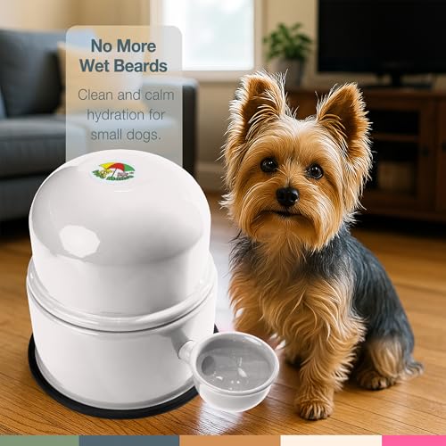 Pet Water Dispenser for Dogs and Cats, 47.3 oz – Gravity-Fed Aluminum Water Bowl, Prevents Wet Fur, Provides Continuous Fresh Water, Electrostatic Coated Finish, (White) - color: White