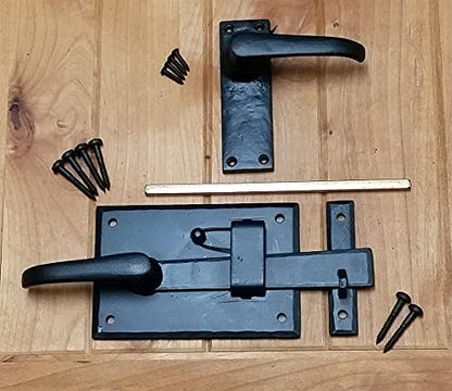Gate Latch, Heavy Duty, with Lever for Doors or Gates, Black, Right Hand - style: Gate Latch - Right Hand
