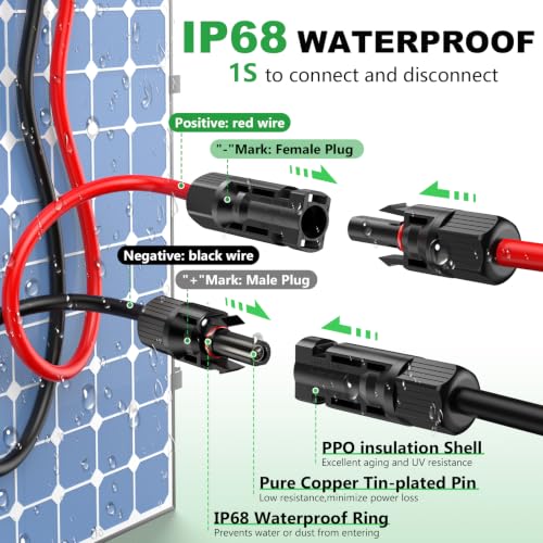 Oududainzi 25FT Solar Extension Cable with Female and Male Connector - size: 28FT