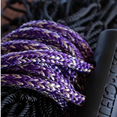 hay chix Hay Nets for Horses + Bucket Strap Bundle | 1- Half Bale Net 1 3/4” | Slow Feed Hay Bag Feeder and 1 - Bucket Strap for Hanging Water Bucket or for Barn Organization 14”, Redemption Amethyst