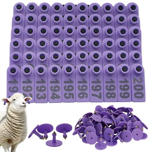 Sheep Ear Tags 200PCS, Numbered 001-200,Purple - color: Purple