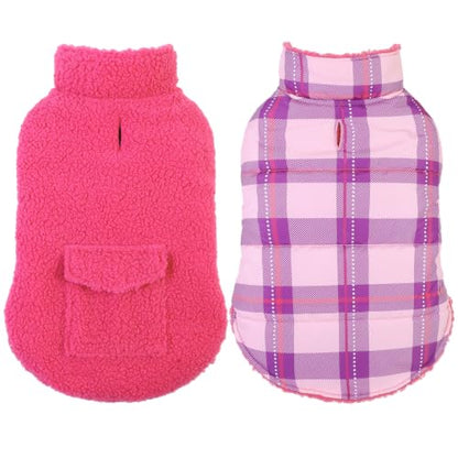 ASENKU Dog Winter Coat, Reversible Dog Jacket for Small Medium Large Dogs - color: Hotpink, size: X-Small