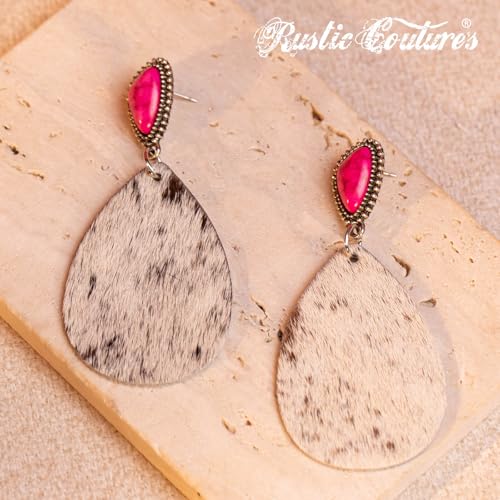 Montana West Rustic Couture's Western Concho Dangle Drop Earrings for Women - color: O-Hot Pink