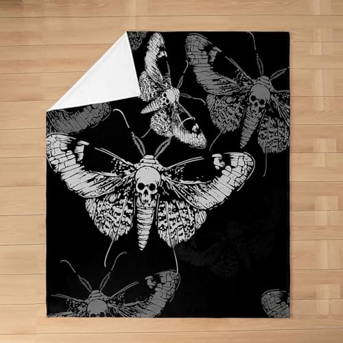 Feelyou Death Moth Gothic Throw Blanket Queen 90" x90 All Season - color: Multi 13, size: Queen