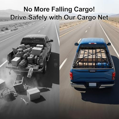Cargo Net for Pickup Truck Bed, Heavy Duty 1300 lbs Capacity - size: 82" x 50"