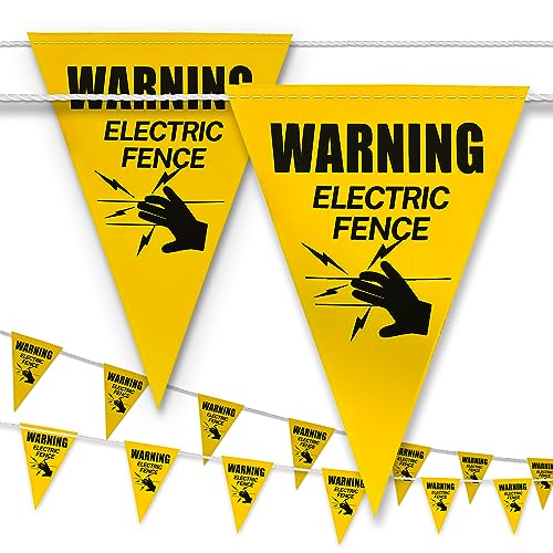 [7''x10''x36ft] Warning Electric Fence Safe Sign - Greater Coverage and High Visibility - OSHA 500Lb Rated - style: Yellow Warning Electric