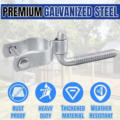 2 Pack Farm Gate Hinge Set, 5/8'' x 2'' Chain Link Female Hinge | 5/8" x 4-1/2" Wood Post Male Lag Screw Hinge Pin, Heavy Duty Fence Frame Gate Post Hinge Hardware for Fence Posts
