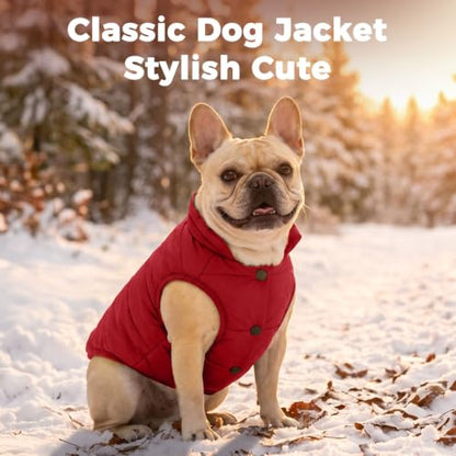JoyDaog Fleece Lined Dog Jacket for Small Dogs,Winter Dog Coat,Red S - color: Red, size: Small