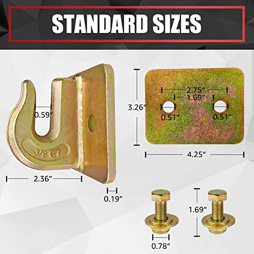 VIAGL 2 Pack 3/8" Tractor Bucket Grab Hook Grade 70 Forged Steel Bolt On Grab Hook Tow Hook Mount with Backer Plate,Work Well for Tractor Bucket, RV, UTV,Truck