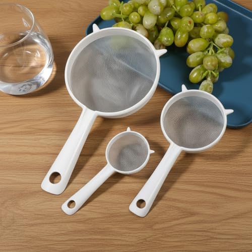 Plastic Mesh Strainer Set,4 Pcs Kefir Strainer Set Fine Sieve with Handle Plastic Non-Metal Sieve with Fine Mesh for Juice Yogurt Coffee Honey Milk Nut Milk with Handle
