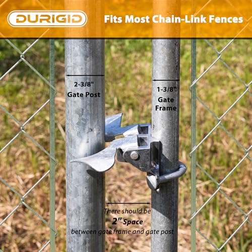 1-3/8" Gate Frames and 2-3/8" Gate Posts Chain Link Gate Latch, Heavy Duty Fence Gate Latch for Chain Link Fence, Galvanized Butterfly Latch with Padlock for Farm Fence, Metal Gates, 1 Pack