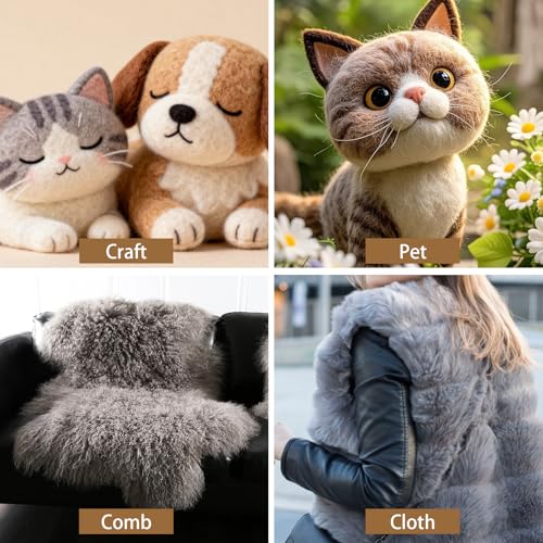 4 Pcs Hand Carders for Wool, Wool Carders & Carding Brush Set with Wood Handle, 4.72" x 7.09" Yarn Brush for Needle Felting, Pet Grooming, Yarn & Fiber Craft Projects (Natural Wood)