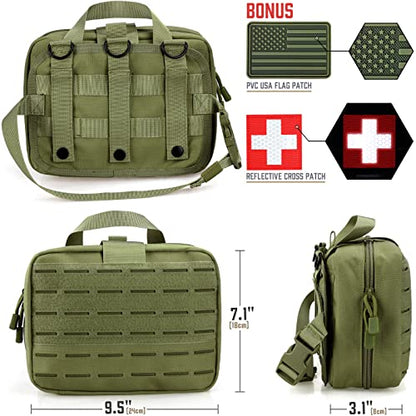 LIVANS Medical Bag, First Aid Bag Empty for Emergency & Trauma Kits - color: Army Green