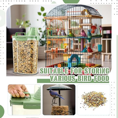 Ripeng 2 Pcs Bird Seed Storage Container, Food Container with Measuring Cup - size: 1.5 L,1.5 L