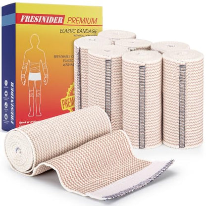 FRESINIDER Premium Elastic Bandage Wrap 4 Inch, 8 Pack, Hook and Loop - color: 8 Pack X 4 Inches