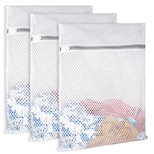SUERIV Extra Large Honeycomb Mesh Laundry Bag125gsm Net Fabric Durable and Reusable Delicate Wash Bag,Travel Organization Bag for Lingerie,Clothes,Jeans,Bath Towel,Sock (3 Large) - size: 3 Large